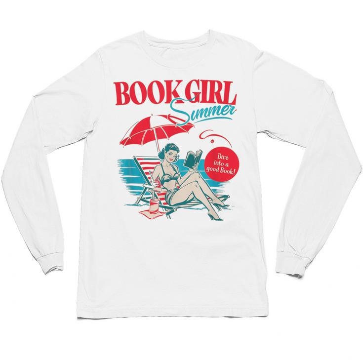 Retro Book Girl Summer For Women Beach Reading Unisex Long Sleeve T-Shirt