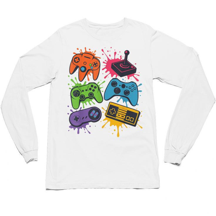 Retro Gamer Controller 80s 90s Video Game Arcade Nostalgia Unisex Long Sleeve T-Shirt
