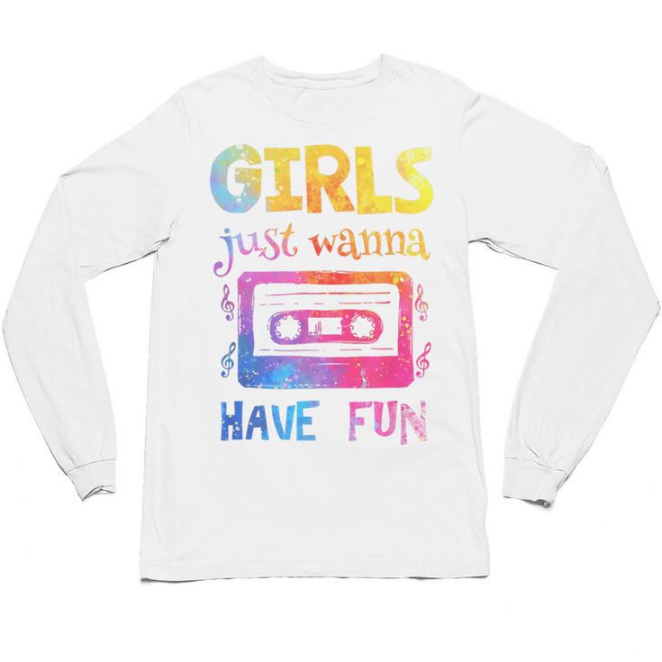 Retro Girls Just Wanna Have Fun Nostalgia 1980s 80's Premium Tri-Blend Unisex Long Sleeve T-Shirt