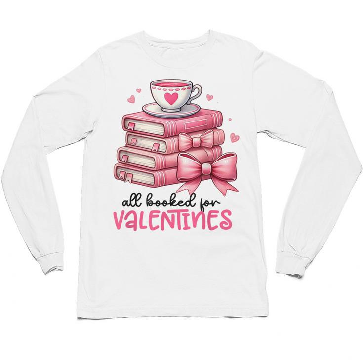 Retro Groovy Valentine Men Women Kid Tees By Emily All Booked For Valentines Book Reading Bookworm Nerdy Unisex Long Sleeve T-Shirt