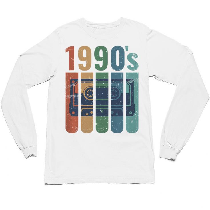 Retro Nineties Style Audio Tape Nostalgia Year 1990 Premium Tri-Blend Unisex Long Sleeve T-Shirt