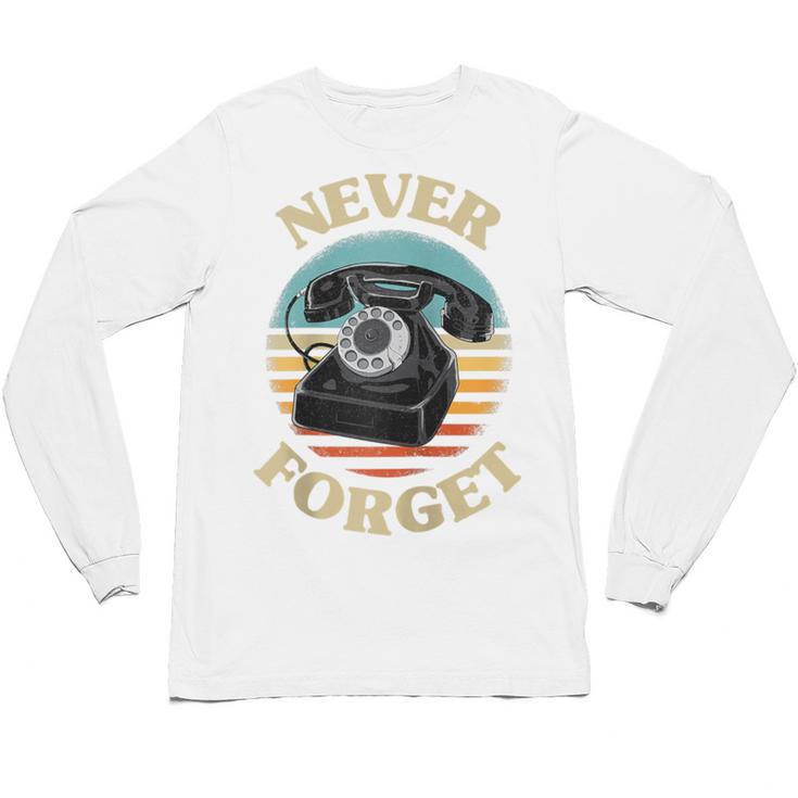 Retro Phone Never Forget Nostalgia Vintage Raglan Baseball Tee Unisex Long Sleeve T-Shirt