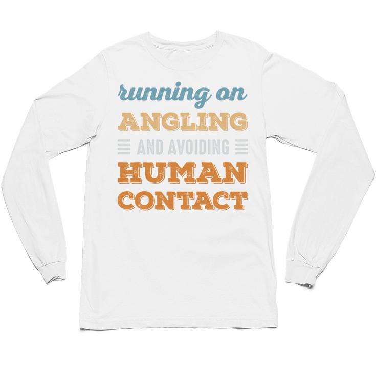 Running On Angling Social Introvert Humor Vintage Unisex Long Sleeve T-Shirt
