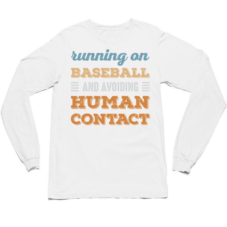 Running On Baseball Social Introvert Humor Vintage Unisex Long Sleeve T-Shirt