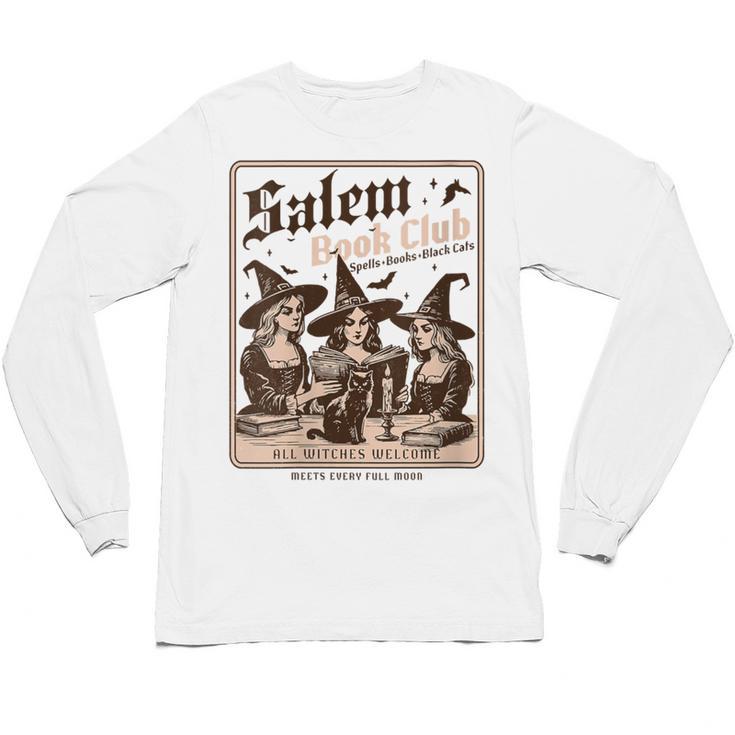 Salem Book Club Bookish Halloween Retro Salem Witch Book Unisex Long Sleeve T-Shirt