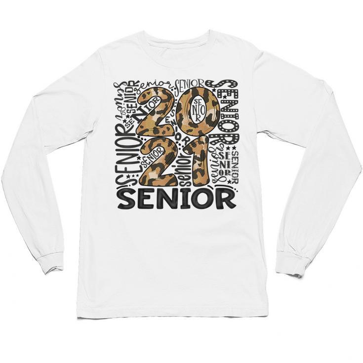 Senior 2021 Grad Class Of 2021 Graduation Leopard Cheetah Unisex Long Sleeve T-Shirt