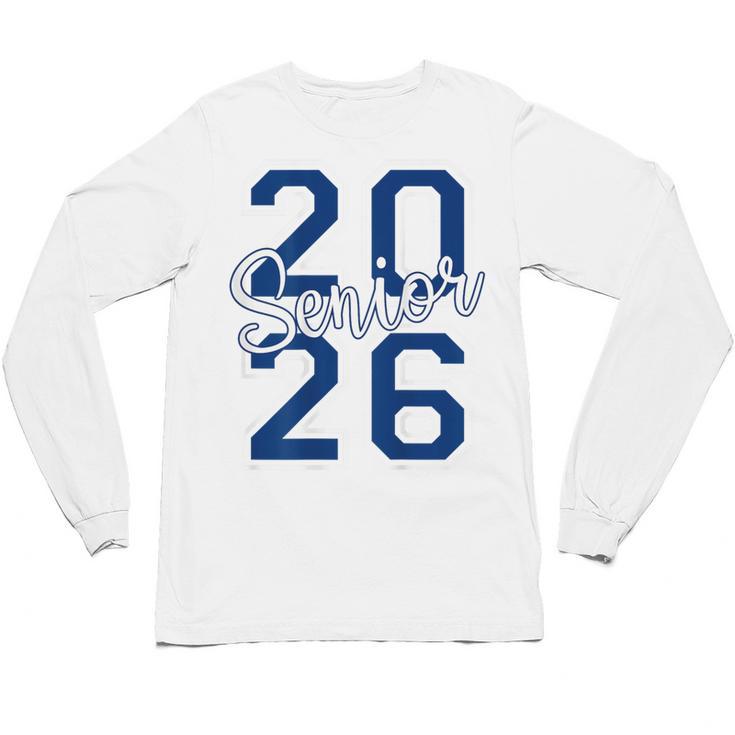 Senior 2026 Graduation Varsity Navy Blue On The Back Unisex Long Sleeve T-Shirt