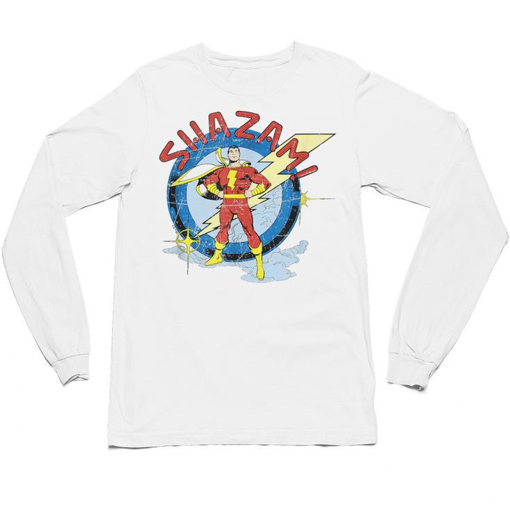 Shazam Comic Book Art Heroic Portrait Vintage Unisex Long Sleeve T-Shirt