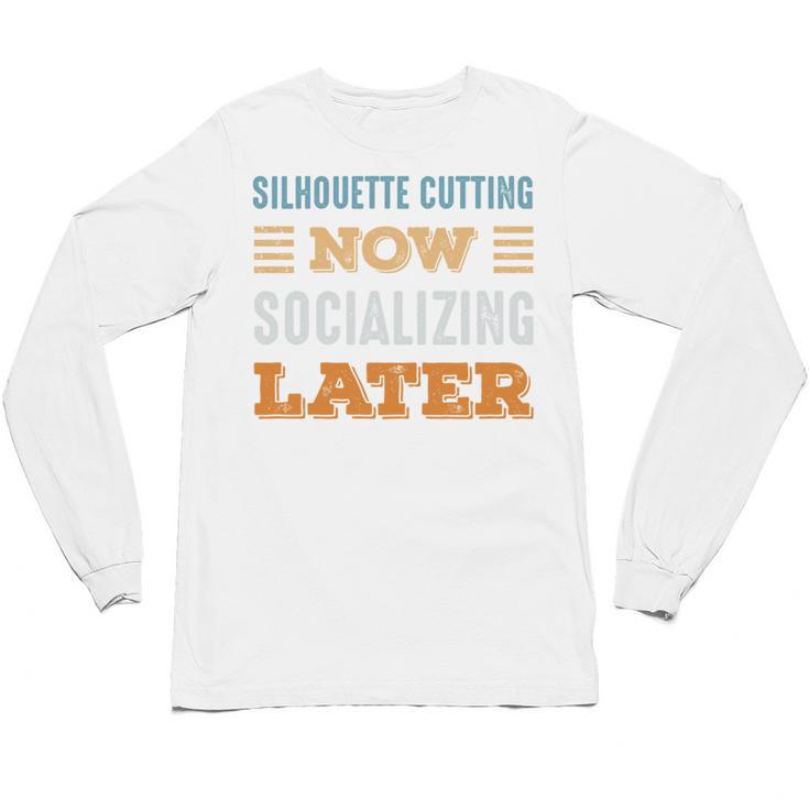 Silhouette Cutting Now Minimal Socializing Introvert Unisex Long Sleeve T-Shirt