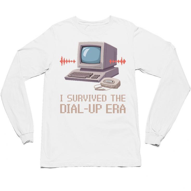 I Survived The Dial-Up Era Retro 90s Nostalgia Premium Tri-Blend Unisex Long Sleeve T-Shirt