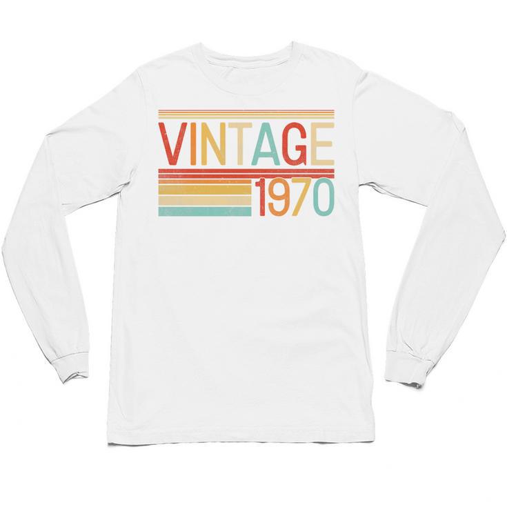 Vintage 1970 Birthday Retro Style 70's Born Nostalgia Party Premium Tri-Blend Unisex Long Sleeve T-Shirt