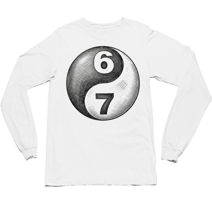 Vintage 6 7 Sketch Yin Yang Namaste Six Seven Nostalgia Unisex Long Sleeve T-Shirt