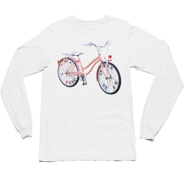 Vintage Bicycle With Playing Cards Nostalgia Unisex Long Sleeve T-Shirt