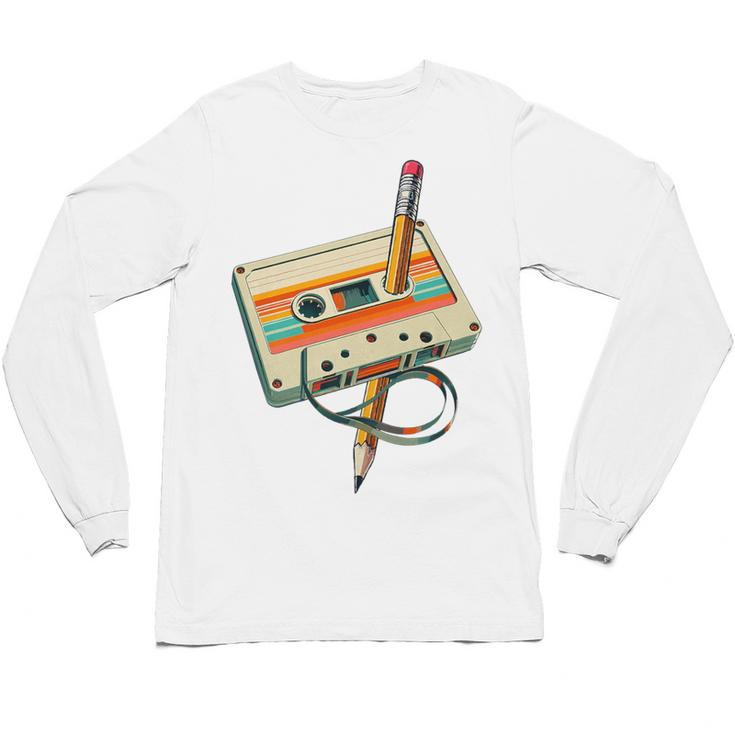Vintage Pencil Rewind Cassette Tape Nostalgia Party 80s 90s Premium Unisex Long Sleeve T-Shirt