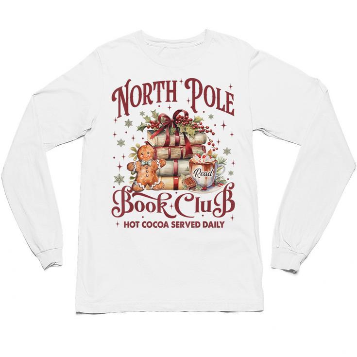 Vintage Retro North Pole Book Club Hot Cocoa Unisex Long Sleeve T-Shirt