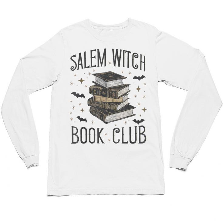 Vintage Salem Book Club Cat Bookish Spooky Halloween Unisex Long Sleeve T-Shirt