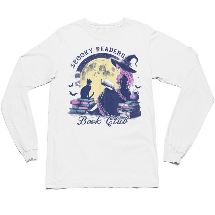 Vintage Sexy Witch Spooky Readers Book Lover Club Halloween Unisex Long Sleeve T-Shirt