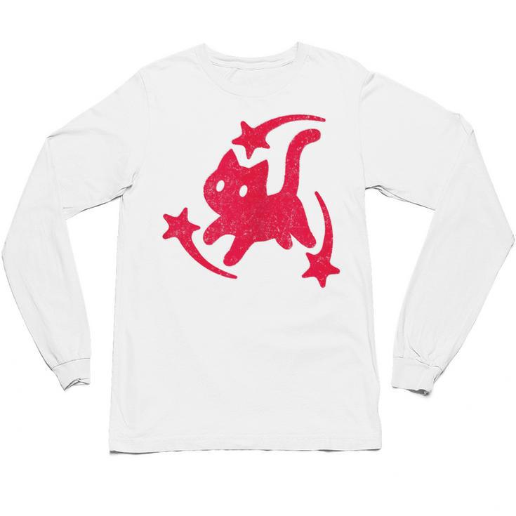 Yk2 Grunge Scary Cat With Shooting Stars 90s Nostalgia Unisex Long Sleeve T-Shirt
