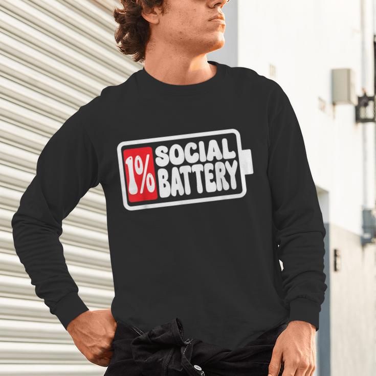 1 Social Battery Sarcastic Introverted Men Women Unisex Long Sleeve T-Shirt 1 Social Battery Sarcastic Introverted Men Women Unisex Long Sleeve T-Shirt