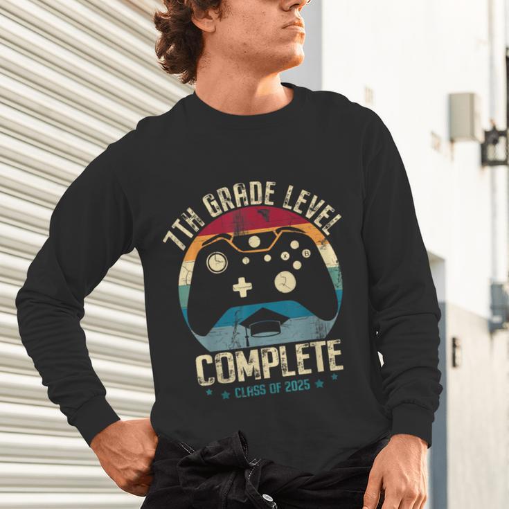 7th Grade Level Complete Gamer Class Of 2025 Graduation Boy Unisex Long Sleeve T-Shirt