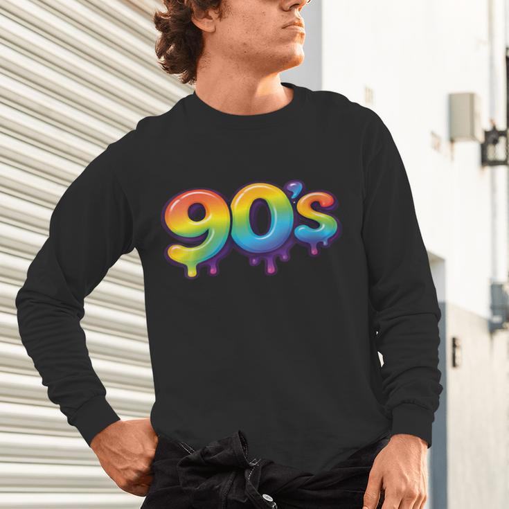 90s Retro Pop Art Rainbow Lips Nostalgia Costume 90s Unisex Long Sleeve T-Shirt