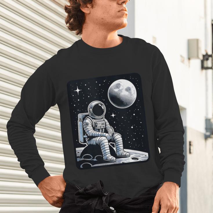 Aesthetic Spaceman Astronaut On The Moon Space Introvert Unisex Long Sleeve T-Shirt Aesthetic Spaceman Astronaut On The Moon Space Introvert Unisex Long Sleeve T-Shirt
