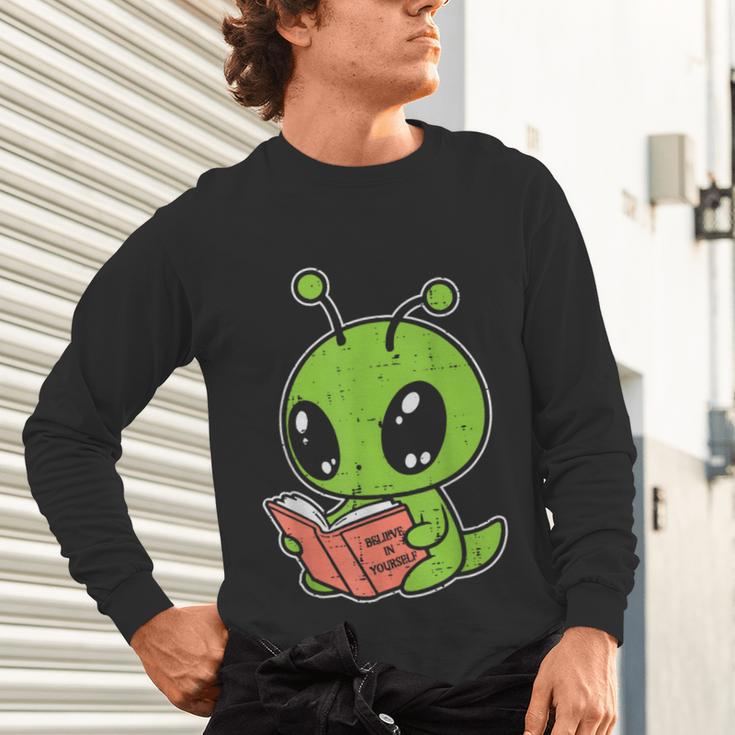 Alien Reading Book Believe In Yourself Kids Women Men Unisex Long Sleeve T-Shirt