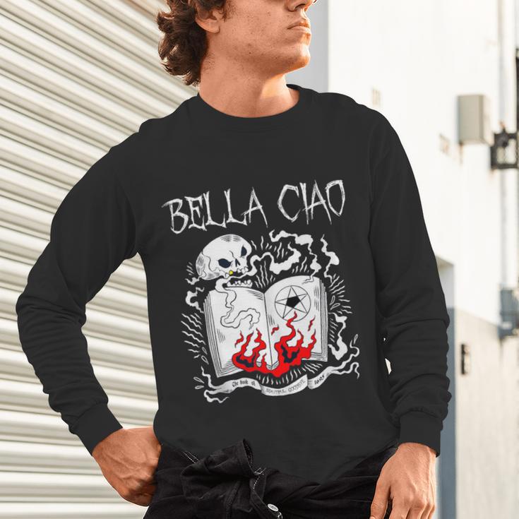 Bella Ciao Goodbye Beautiful Skull Book Of Dark Magic Occult Unisex Long Sleeve T-Shirt