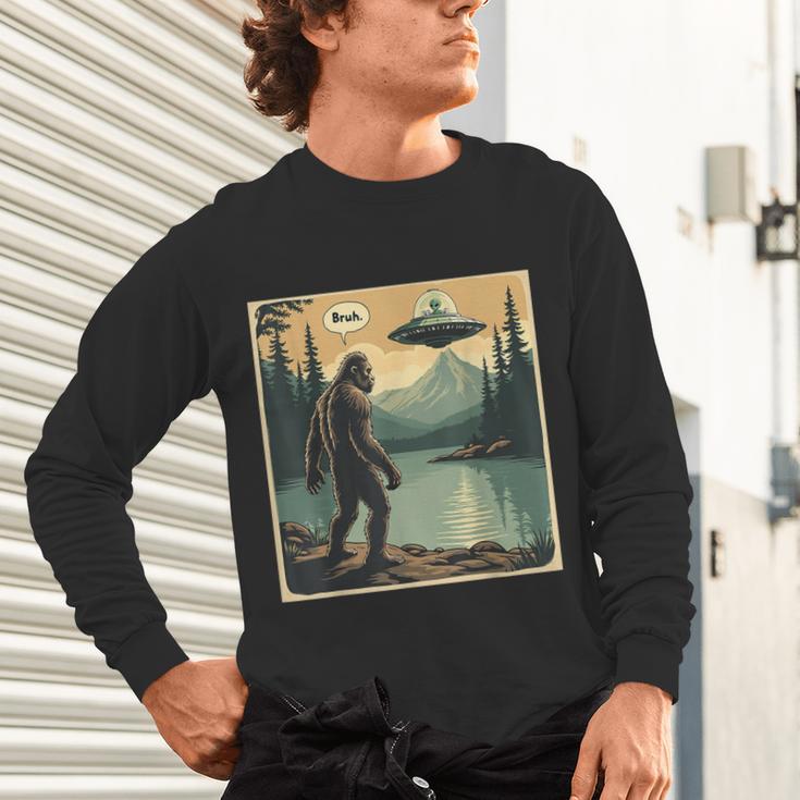 Bigfoot Sasquatch Alien Spaceship UFO Introvert Bruh Unisex Long Sleeve T-Shirt Bigfoot Sasquatch Alien Spaceship UFO Introvert Bruh Unisex Long Sleeve T-Shirt