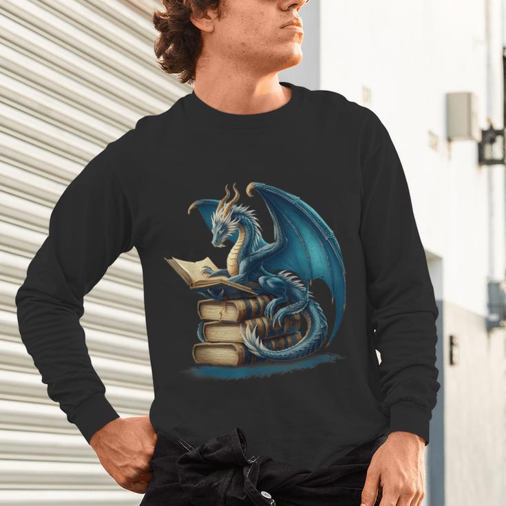 Book Lover Bookworm Reading Books Dragon Sci-Fi Character Unisex Long Sleeve T-Shirt