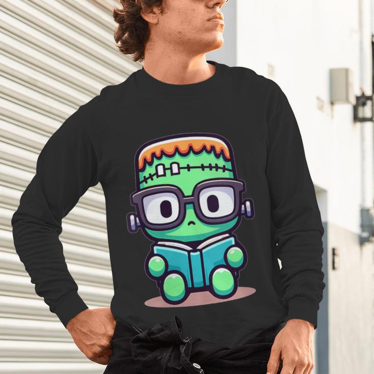 Book Lover Frankenstein's Monster With Reading Glasses Unisex Long Sleeve T-Shirt
