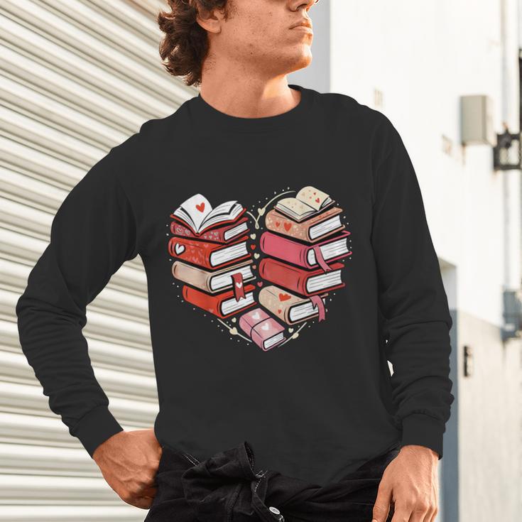 Book Lover Heart Shape Reading Librarian Valentine Men Women Unisex Long Sleeve T-Shirt