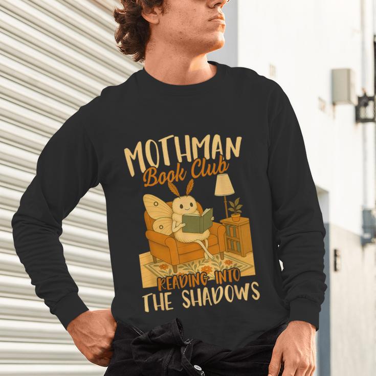 Book Lover Moth Mothman Book Club Reading Into Shadows Unisex Long Sleeve T-Shirt Book Lover Moth Mothman Book Club Reading Into Shadows Unisex Long Sleeve T-Shirt