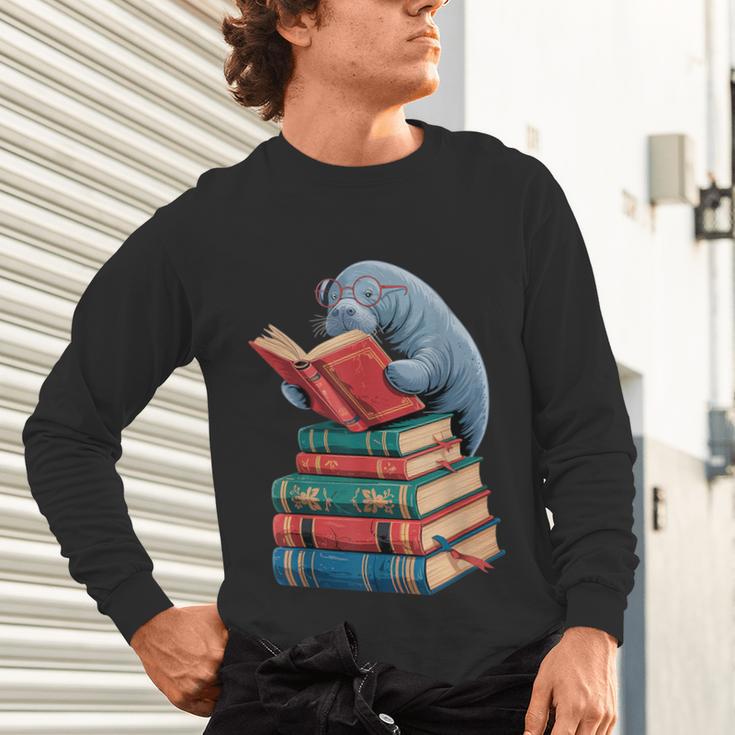 Book Reading Book Reader Manatees Sea Animal Sea Cow Manatee Unisex Long Sleeve T-Shirt