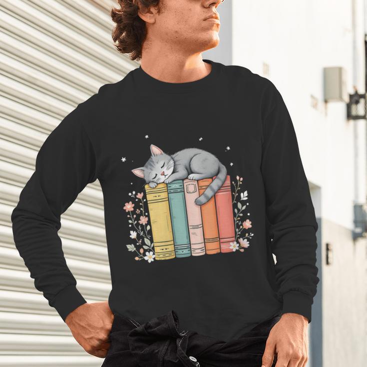Books Lover Cute Sleepy Cat Relax Reading Vibe Unisex Long Sleeve T-Shirt Books Lover Cute Sleepy Cat Relax Reading Vibe Unisex Long Sleeve T-Shirt