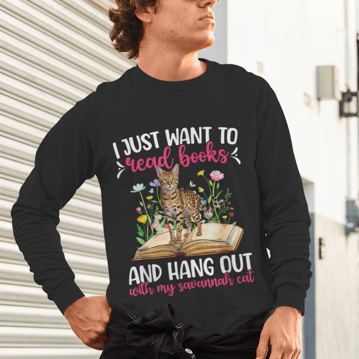 Books And My Savannah Cat Owner Savannah Cat Lover Unisex Long Sleeve T-Shirt