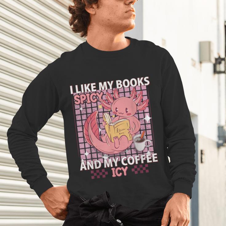 I Like My Books Spicy And My Coffee Icy Librarian Unisex Long Sleeve T-Shirt