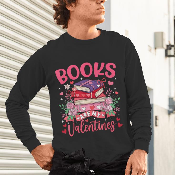 Books Are My Valentine Coquette Bow Book Flower Girl Women Unisex Long Sleeve T-Shirt