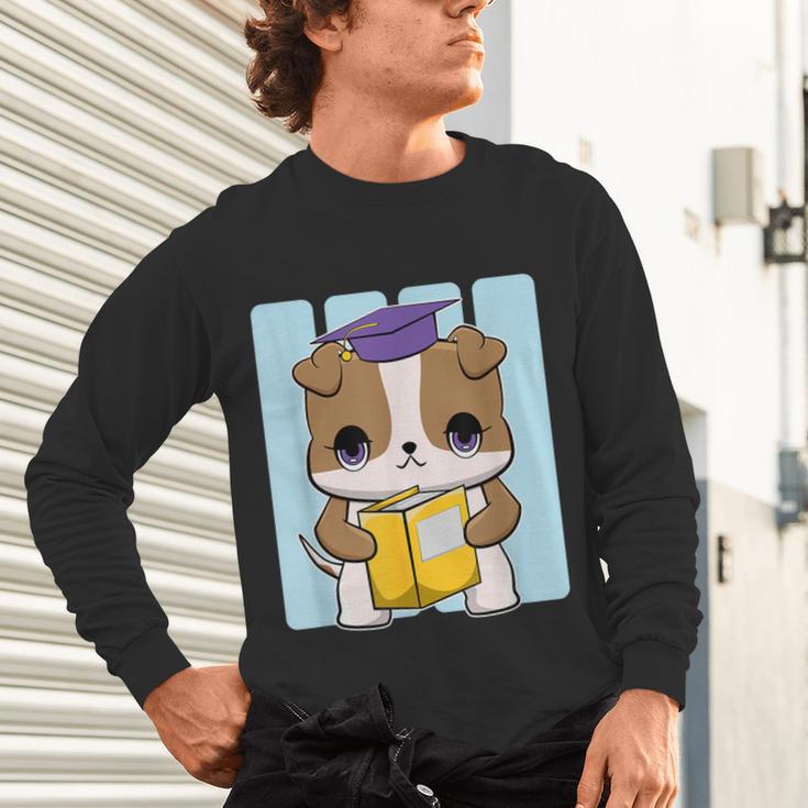 Bulldog Anime Pup Graduation Unisex Long Sleeve T-Shirt