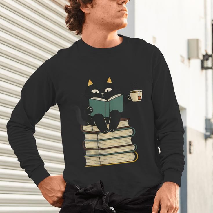 Cat Reading Book Unisex Long Sleeve T-Shirt