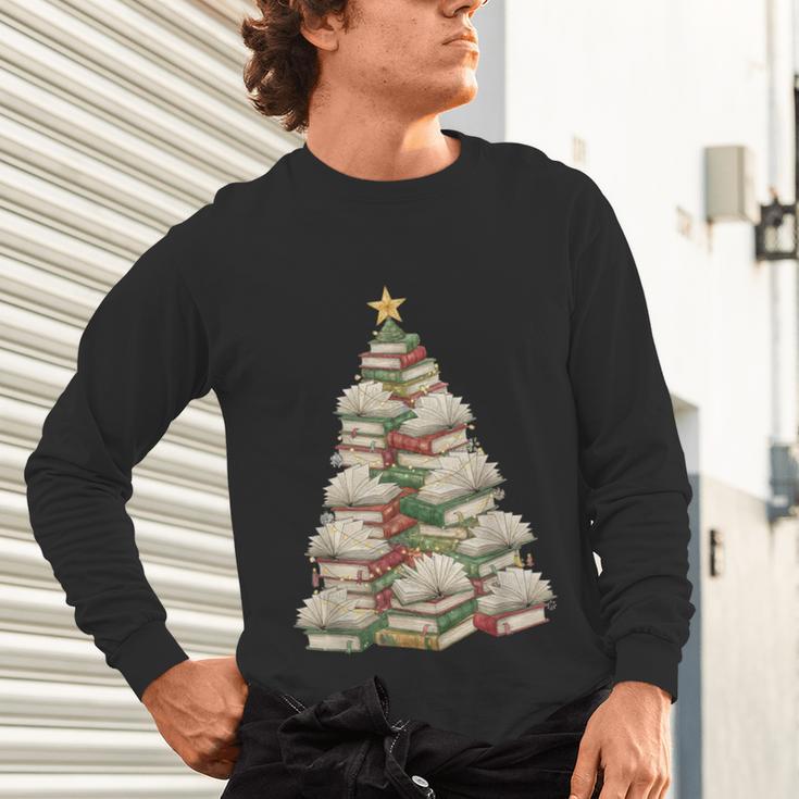 Christmas Book Tree Teacher Book Lover Xmas Librarian Unisex Long Sleeve T-Shirt
