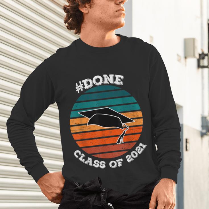 Class Of 2021 Done Senior Graduation Retro Sunset Unisex Long Sleeve T-Shirt