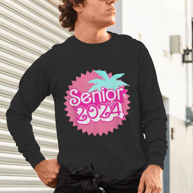 Class Of 2024 Senior Pink Retro Classic Girl Grad Graduation Unisex Long Sleeve T-Shirt