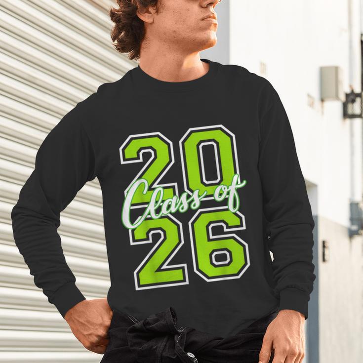 Class Of 2026 Graduation Varsity Lime Green Letters Unisex Long Sleeve T-Shirt