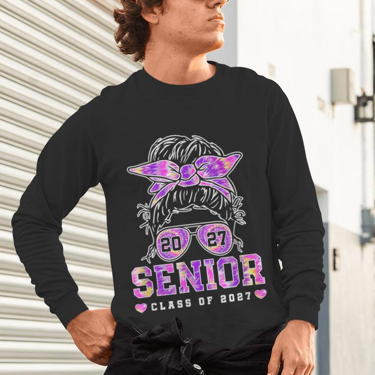 Class Of 2027 Senior Coquette Bow Messy Hair 26 Graduation Unisex Long Sleeve T-Shirt