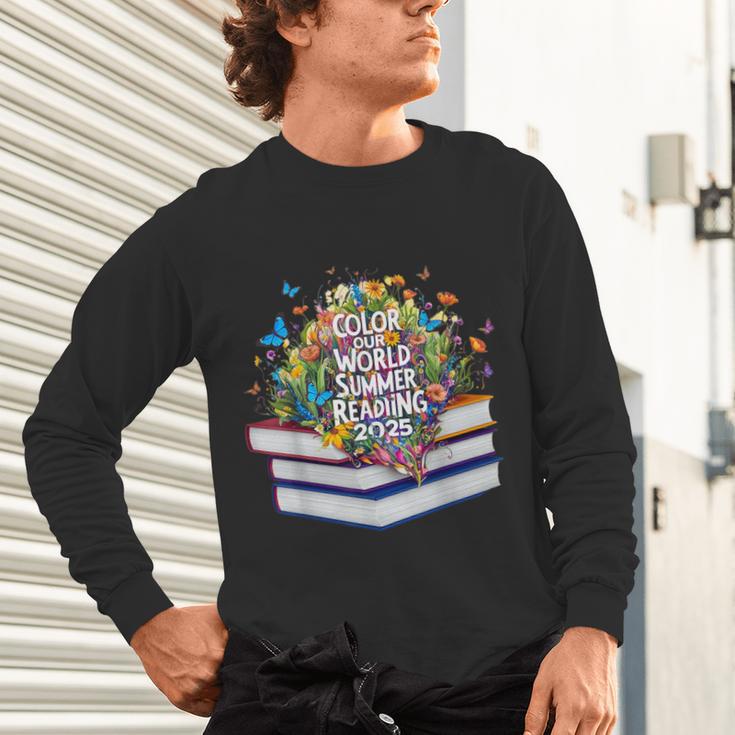 Color Our World Summer Reading 2025 Cute Book Wildflowers Unisex Long Sleeve T-Shirt