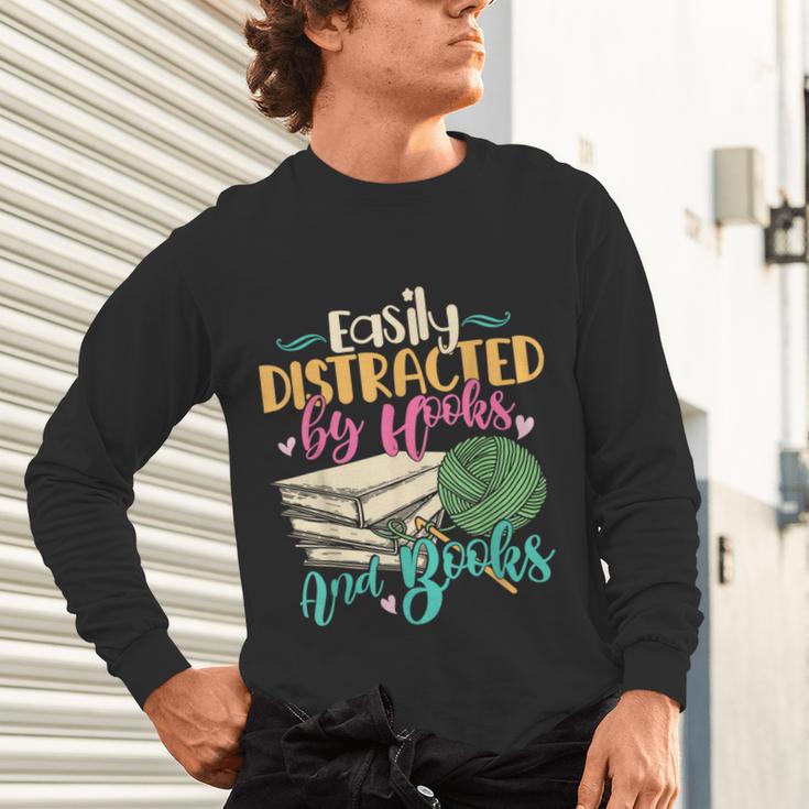 Crochet And Reading Crocheter Bookish Crocheting Book Lover Unisex Long Sleeve T-Shirt