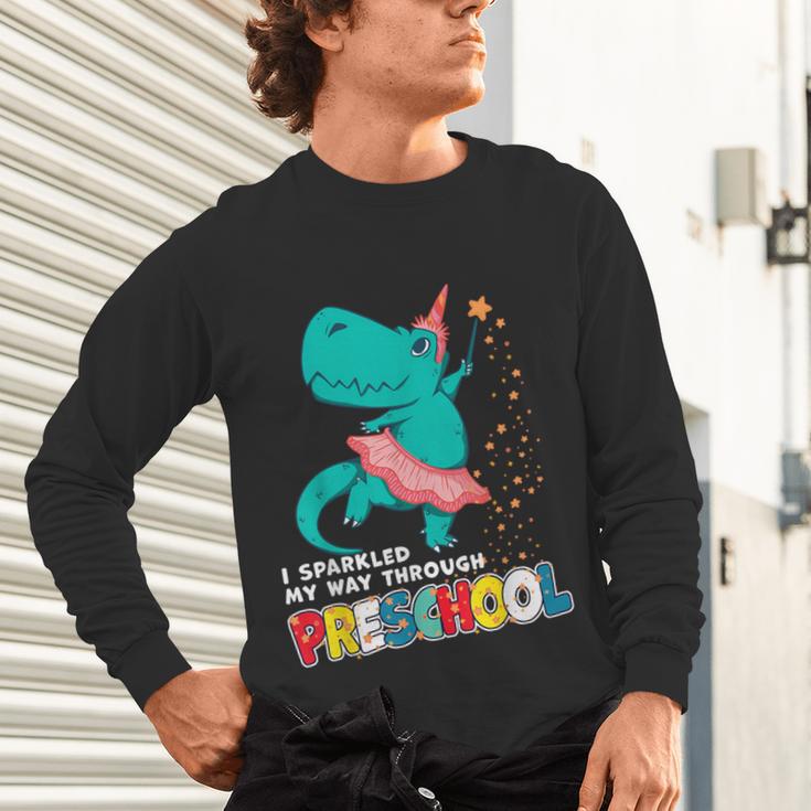 Cute Magical Ballerina Dino Unicorn Preschool Graduation Unisex Long Sleeve T-Shirt