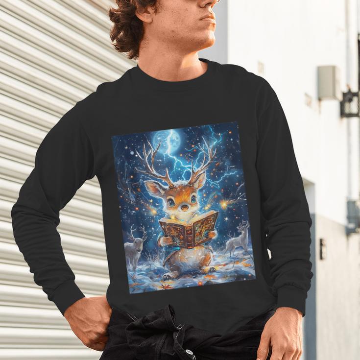 Deer Reads Book Women Girls Reindeer Unisex Long Sleeve T-Shirt Deer Reads Book Women Girls Reindeer Unisex Long Sleeve T-Shirt