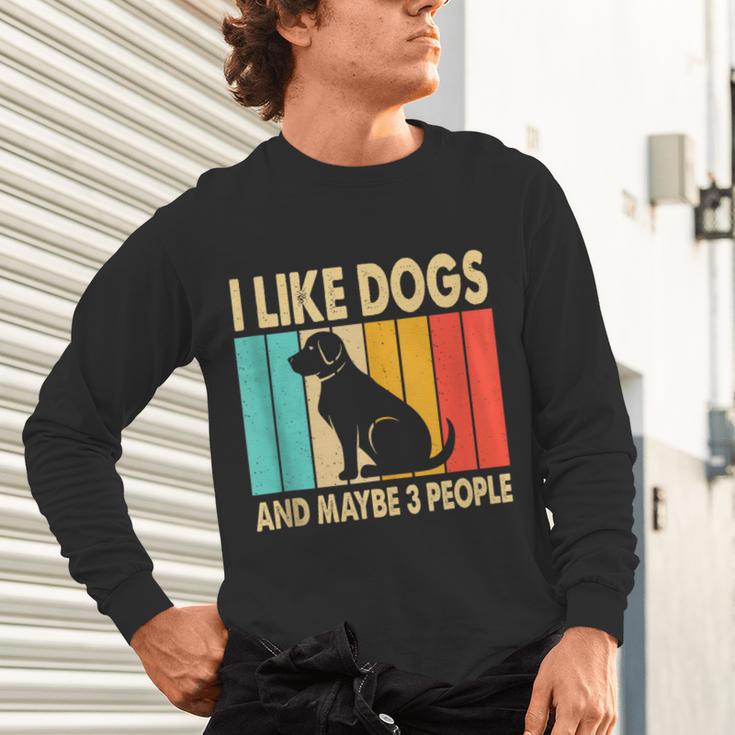 I Like Dogs And Maybe 3 People Introvert Unisex Long Sleeve T-Shirt